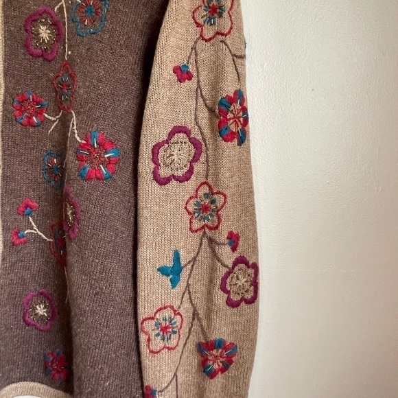 Christopher & Banks Floral Embroidered Cardigan - Brown and Tan - Picture 6 of 7